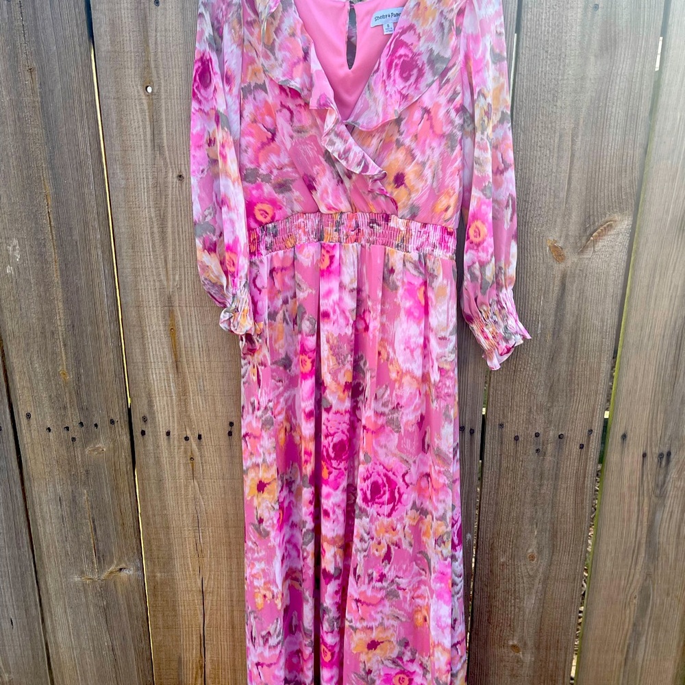 Maxi pink modest dress